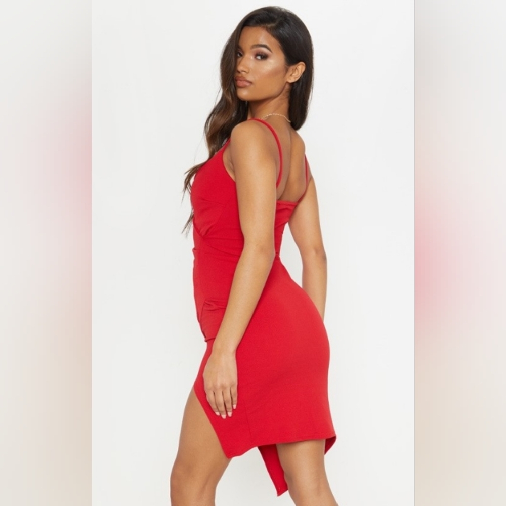 PrettyLittleThing Lauriell Wrap Crepe Midi Dress